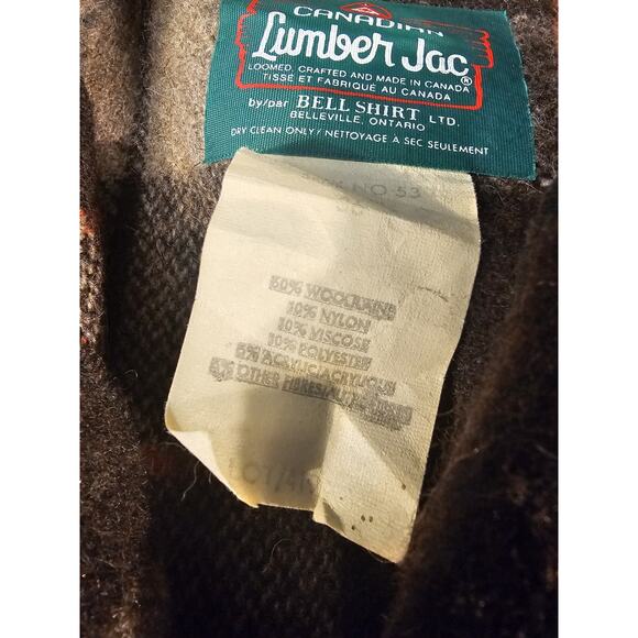 Canadian Lumber Jac Vintage Mens Small Wool Jacket Brown 70s Plaid Flannel - Picture 7 of 8